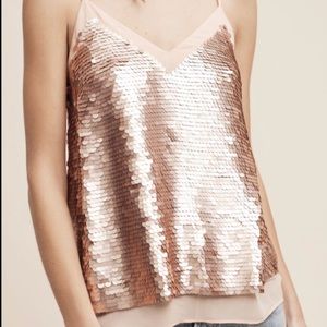 Anthro Moulinette Soeurs Rose Gold Sequined Cami